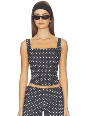 Miaou Luna Top in Black and White polka dot